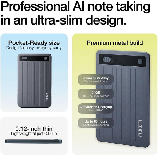 LIMU Metal - Compact AI Voice Recorder